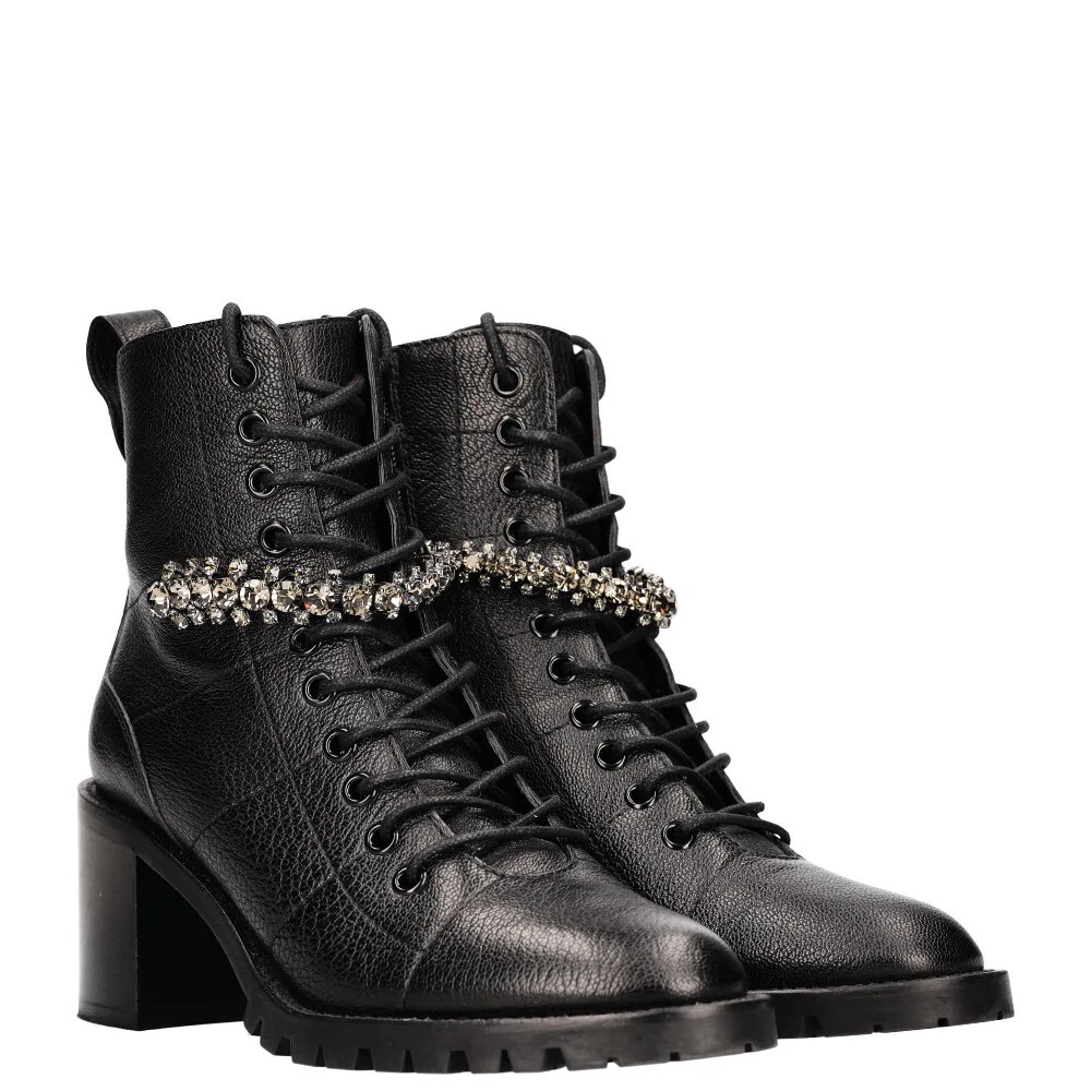 Jimmy Choo Crystal Embellished Combat Boots 65mm | Size 40.5